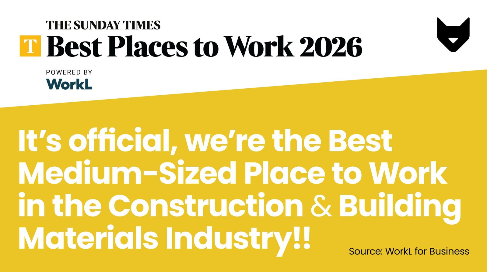 It’s official, we’re the Best Medium-Sized Place to Work in the Construction & Building Materials Industry!!